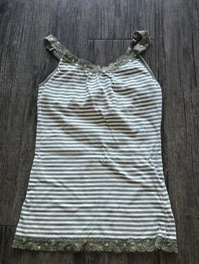 Y2K Limited Too Built-In Bra Striped Lace Trim Cami Juniors 10